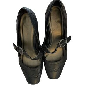 Pesaro Black  Leather Mary Jane Shoe. Classic Timeless Business Woman's Sz 9